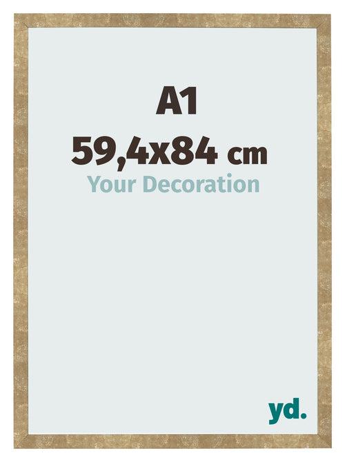 Fotolijst 59 4x84cm A1 Goud Antiek MDF Bologna Voorzijde Maat | Yourdecoration.nl