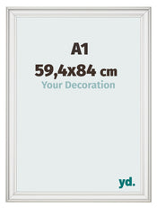 Fotolijst 59 4x84cm A1 Wit Geveegd MDF Lazio Voorzijde Maat | Yourdecoration.nl