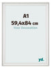 Fotolijst 59 4x84cm A1 Wit Geveegd MDF Lazio Voorzijde Maat | Yourdecoration.nl