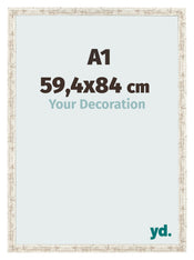 Fotolijst 59 4x84cm A1 Wit Vintage MDF Bologna Voorzijde Maat | Yourdecoration.nl