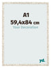 Fotolijst 59 4x84cm A1 Wit Vintage MDF Bologna Voorzijde Maat | Yourdecoration.nl
