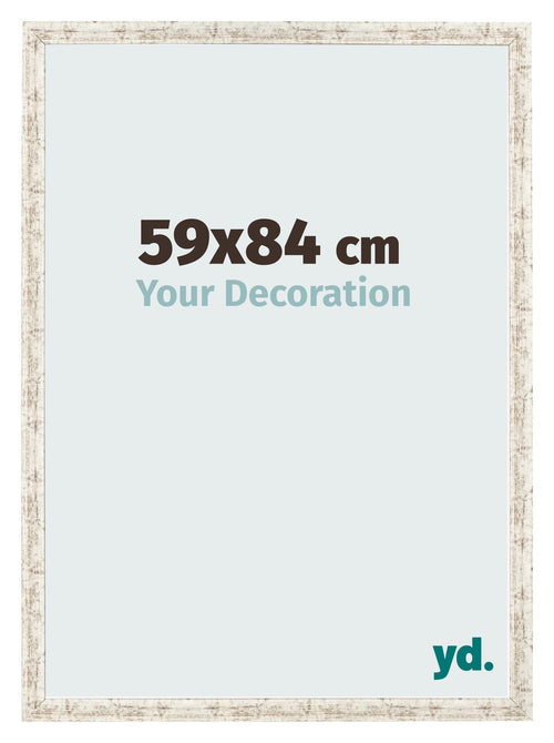 Fotolijst 59x84cm Wit Vintage MDF Bologna Voorzijde Maat | Yourdecoration.nl
