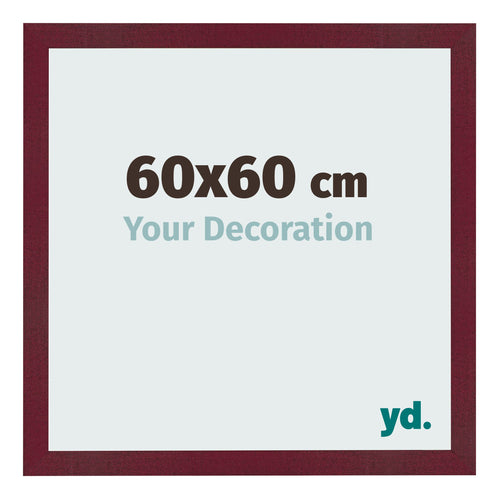 Fotolijst 60x60 cm Wijnrood Geveegd MDF Bologna Voorzijde Maat | Yourdecoration.nl