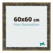 Fotolijst 60x60cm Blauw Goud Gemeleerd MDF Pisa Voorzijde Maat | Yourdecoration.nl
