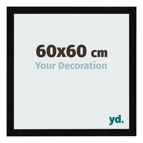 Fotolijst 60x60cm Zwart Hoogglans MDF Bologna Voorzijde Maat | Yourdecoration.nl