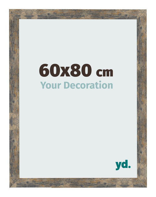 Fotolijst 60x80cm Blauw Goud Gemeleerd MDF Bologna Voorzijde Maat | Yourdecoration.nl