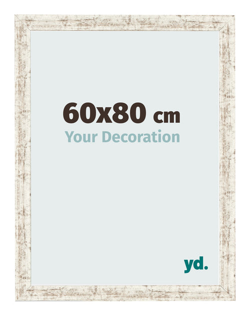 Fotolijst 60x80cm Wit Vintage MDF Bologna Voorzijde Maat | Yourdecoration.nl