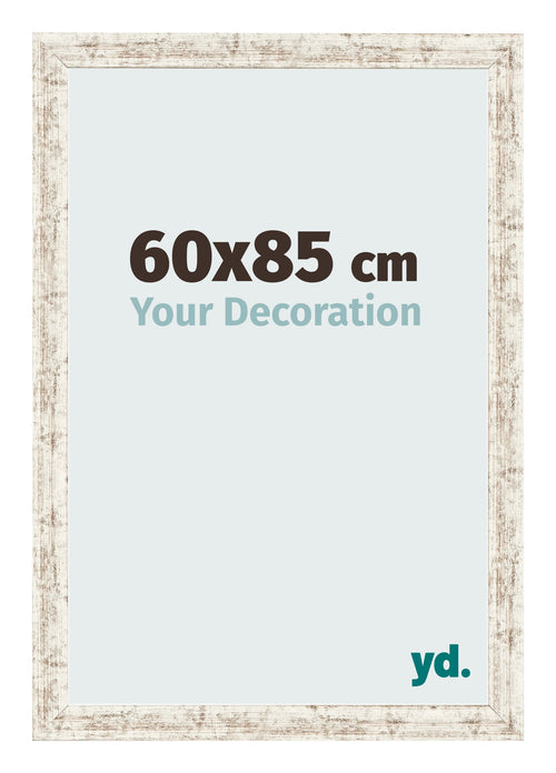 Fotolijst 60x85cm Wit Vintage MDF Bologna Voorzijde Maat | Yourdecoration.nl