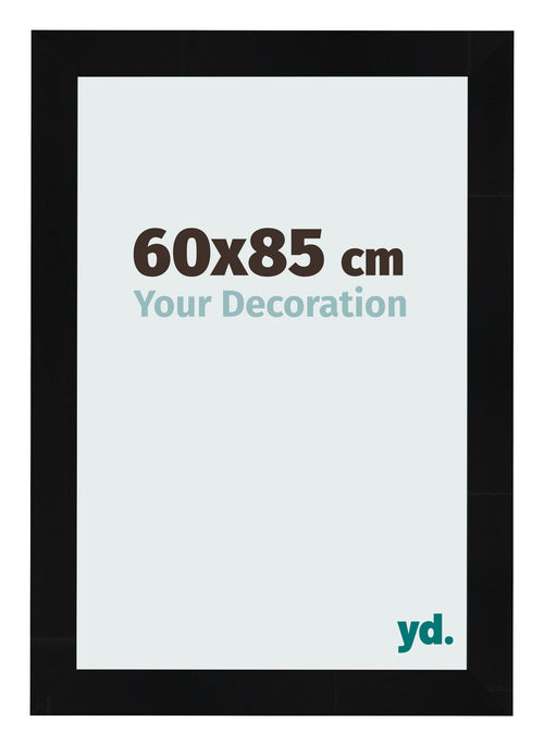 Fotolijst 60x85cm Zwart Hoogglans MDF Pisa Voorzijde Maat | Yourdecoration.nl
