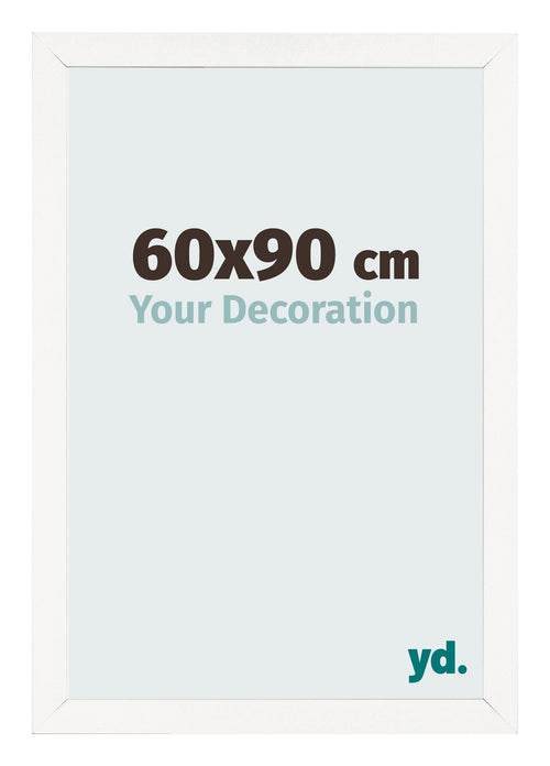 Fotolijst 60x90 cm Wit Hoogglans MDF Bologna Voorzijde Maat | Yourdecoration.nl