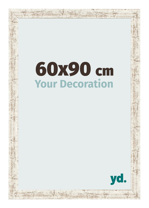 Fotolijst 60x90cm Wit Vintage MDF Bologna Voorzijde Maat | Yourdecoration.nl