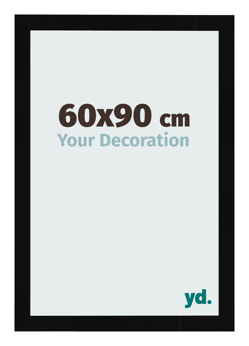Fotolijst 60x90cm Zwart Hoogglans MDF Bologna Voorzijde Maat | Yourdecoration.nl