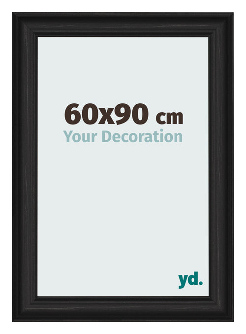 Fotolijst 60x90cm Zwart Houtnerf MDF Lazio Voorzijde Maat | Yourdecoration.nl