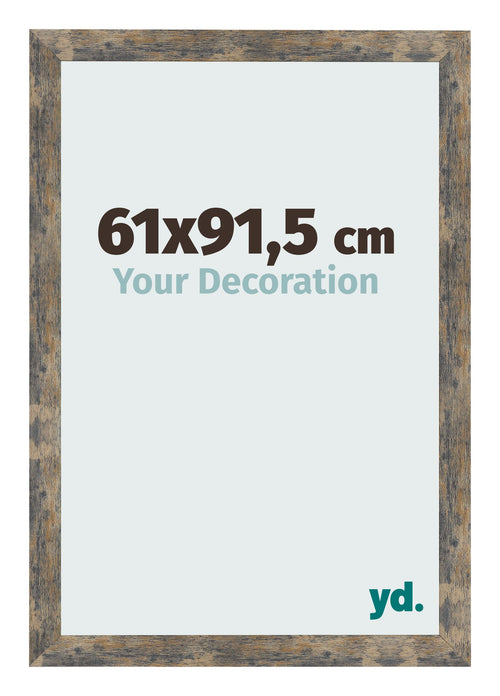 Fotolijst 61x91 5cm Blauw Goud Gemeleerd MDF Bologna Voorzijde Maat | Yourdecoration.nl