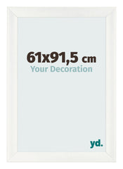 Fotolijst 61x91 5cm Wit Geveegd MDF Pisa Voorzijde Maat | Yourdecoration.nl