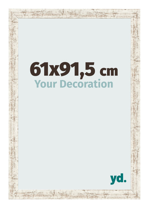 Fotolijst 61x91 5cm Wit Vintage MDF Bologna Voorzijde Maat | Yourdecoration.nl