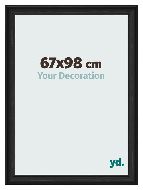 Fotolijst 67x98cm Zwart Houtnerf MDF Lazio Voorzijde Maat | Yourdecoration.nl