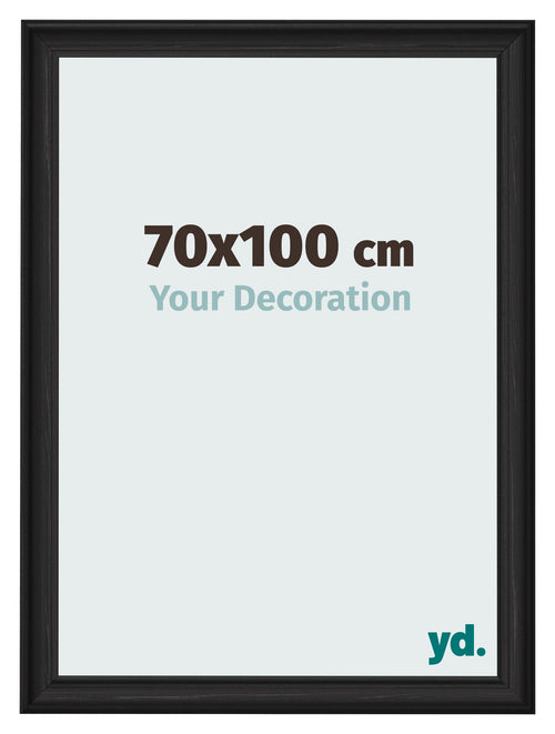 Fotolijst 70x100cm Zwart Houtnerf MDF Lazio Voorzijde Maat | Yourdecoration.nl