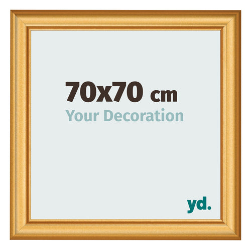 Fotolijst 70x70cm Goud Mat MDF Lazio Voorzijde Maat | Yourdecoration.nl