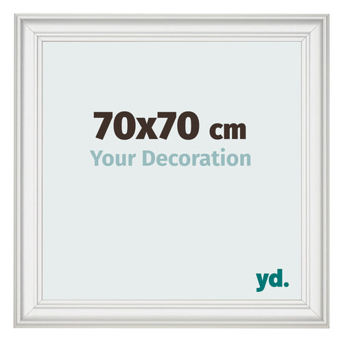 Fotolijst 70x70cm Wit Geveegd MDF Lazio Voorzijde Maat | Yourdecoration.nl