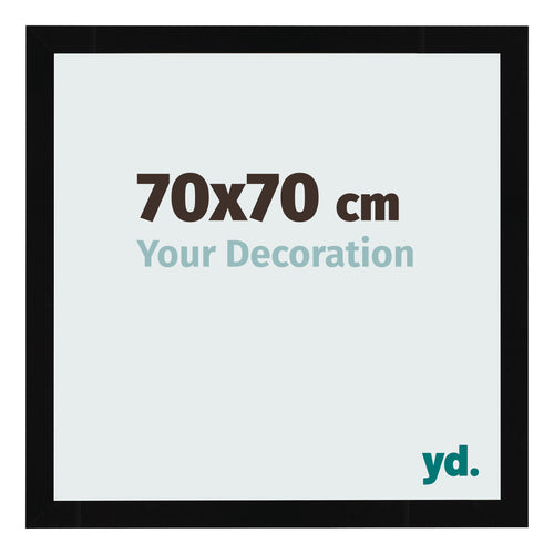 Fotolijst 70x70cm Zwart Hoogglans MDF Bologna Voorzijde Maat | Yourdecoration.nl