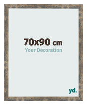Fotolijst 70x90cm Blauw Goud Gemeleerd MDF Bologna Voorzijde Maat | Yourdecoration.nl