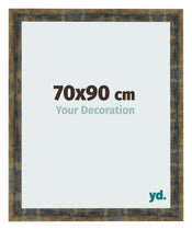 Fotolijst 70x90cm Blauw Goud Gemeleerd MDF Pisa Voorzijde Maat | Yourdecoration.nl