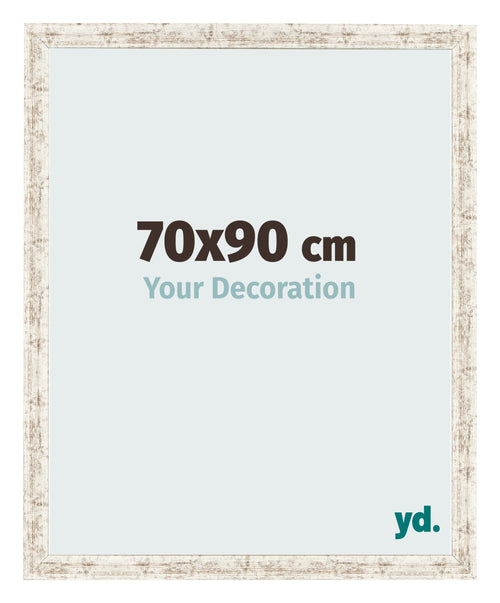 Fotolijst 70x90cm Wit Vintage MDF Bologna Voorzijde Maat | Yourdecoration.nl
