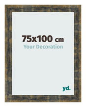 Fotolijst 75x100cm Blauw Goud Gemeleerd MDF Pisa Voorzijde Maat | Yourdecoration.nl