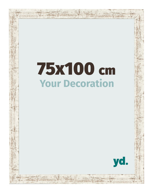 Fotolijst 75x100cm Wit Vintage MDF Bologna Voorzijde Maat | Yourdecoration.nl