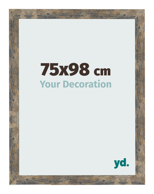 Fotolijst 75x98cm Blauw Goud Gemeleerd MDF Bologna Voorzijde Maat | Yourdecoration.nl