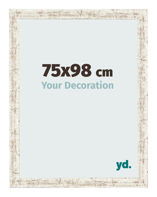 Fotolijst 75x98cm Wit Vintage MDF Bologna Voorzijde Maat | Yourdecoration.nl