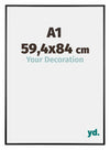 Kent Aluminium Fotolijst 59 4x84cm A1 Zwart Hoogglans Voorzijde Maat | Yourdecoration.nl