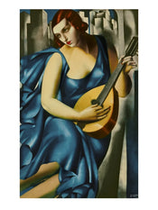 Kunstdruk Tamara De Lempicka Donna in Blu suona mandolino 60x80cm TDL 16 | Yourdecoration.nl