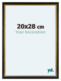 Lincoln Houten Fotolijst 20x28cm Zwart Goud Voorzijde Maat | Yourdecoration.nl
