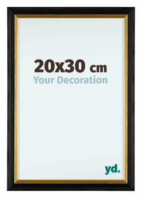 Lincoln Houten Fotolijst 20x30cm Zwart Goud Voorzijde Maat | Yourdecoration.nl