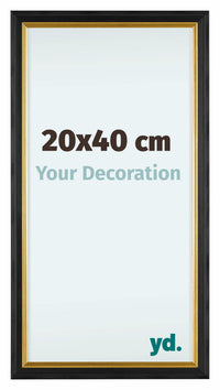 Lincoln Houten Fotolijst 20x40cm Zwart Goud Voorzijde Maat | Yourdecoration.nl