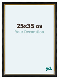 Lincoln Houten Fotolijst 25x35cm Zwart Goud Voorzijde Maat | Yourdecoration.nl