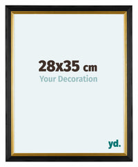 Lincoln Houten Fotolijst 28x35cm Zwart Goud Voorzijde Maat | Yourdecoration.nl