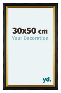 Lincoln Houten Fotolijst 30x50cm Zwart Goud Voorzijde Maat | Yourdecoration.nl