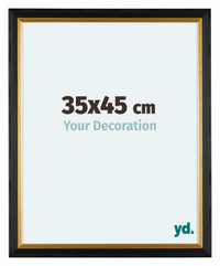 Lincoln Houten Fotolijst 35x45cm Zwart Goud Voorzijde Maat | Yourdecoration.nl