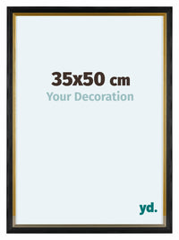 Lincoln Houten Fotolijst 35x50cm Zwart Goud Voorzijde Maat | Yourdecoration.nl