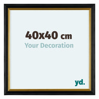 Lincoln Houten Fotolijst 40x40cm Zwart Goud Voorzijde Maat | Yourdecoration.nl