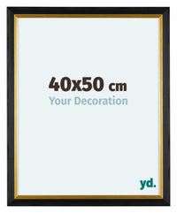 Lincoln Houten Fotolijst 40x50cm Zwart Goud Voorzijde Maat | Yourdecoration.nl