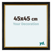 Lincoln Houten Fotolijst 45x45cm Zwart Goud Voorzijde Maat | Yourdecoration.nl