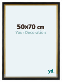Lincoln Houten Fotolijst 50x70cm Zwart Goud Voorzijde Maat | Yourdecoration.nl