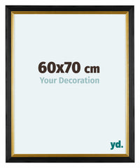 Lincoln Houten Fotolijst 60x70cm Zwart Goud Voorzijde Maat | Yourdecoration.nl