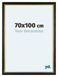 Lincoln Houten Fotolijst 70x100cm Zwart Goud Voorzijde Maat | Yourdecoration.nl