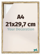 Lyon MDF Baklijst 21x29 7cm A4 Goud Antiek Voorzijde Maat | Yourdecoration.nl