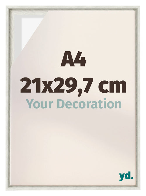 Lyon MDF Baklijst 21x29 7cm A4 White Wash Voorzijde Maat | Yourdecoration.nl